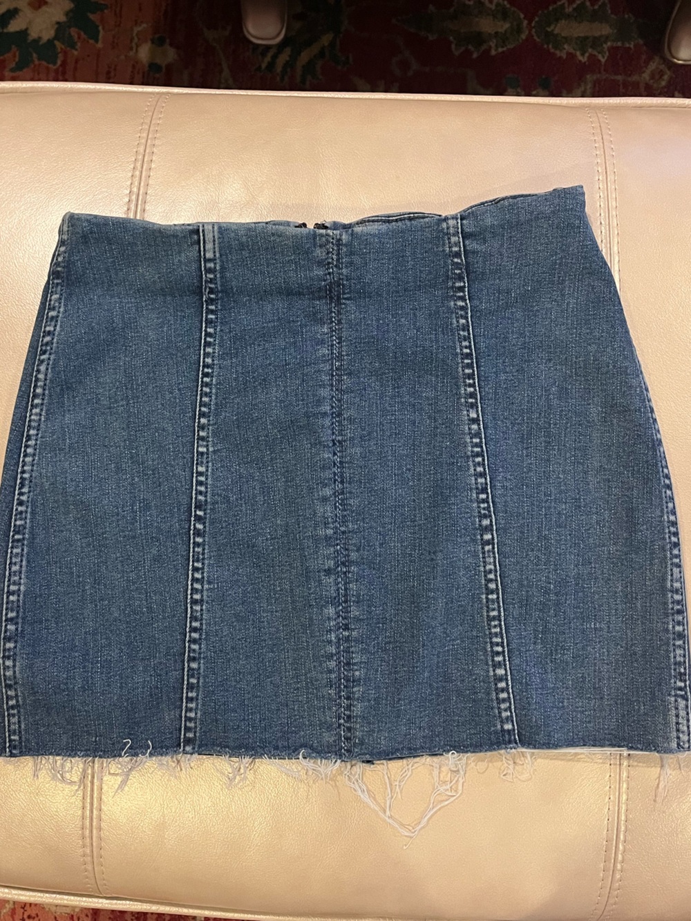 Free People Denim Straight Panel Mini Skirt in Blue